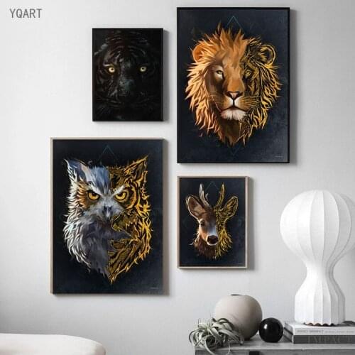 Abstract Animal Art Lion Tiger Deer Canvas Paintings Mural Nordic Poster Print Decorative Pictures for Modern Home Living Room