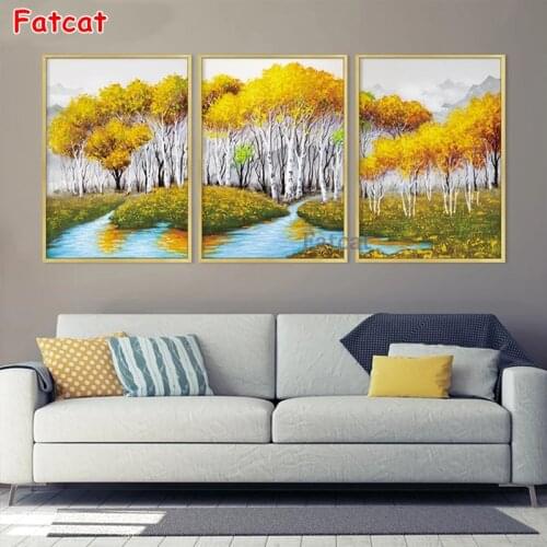 Yellow Forest Leaves diy Diamond Painting Full Square/round landscape Diamond Embroidery gift mosaic modern nordic decor PP1978
