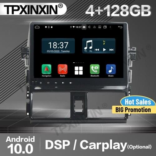 128G Carplay Car Radio 2 Din Stereo Receiver Android For Toyota Yaris Vios 2013 2014 2015 GPS Navigation Player Audio Head Unit