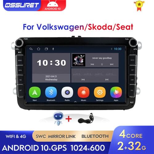8 Inch 2Din Android 10 Car GPS for VW / Volkswagen Golf Polo Tiguan Passat B7 B6 Leon Skoda Octavia Radio Multimedia Player