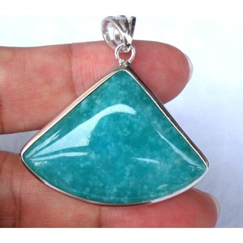 Free Shipping Natural Mozambique Amazonite Fan Shaped Pendants Women Jewelry Accessories Weddings Parties Birthday Gift