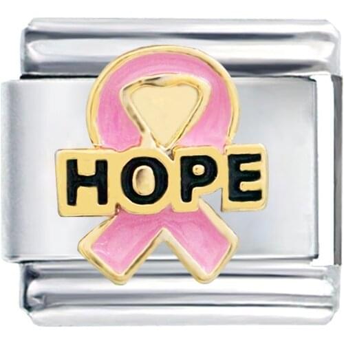 Composable links bracelet Classic 9mm breast cancer awareness pink ribbon hope Italian charm bracelet fit Zoppini Nomiation
