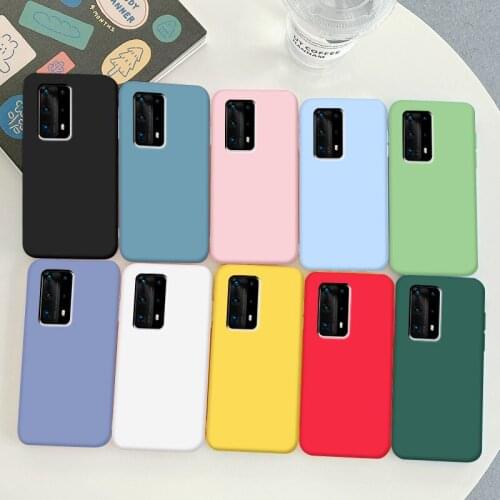 For Huawei Mate 40 Pro Plus Case Soft TPU Silicone Case Macaron Colors Candy Black Simple Phone Back Cover Coque