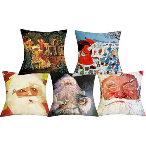 C06095 Jolly Old Saint Nick Series Throw Pillow Covers Christmas Home Decor Cushion Pillowcases for Sofa Couch Bed