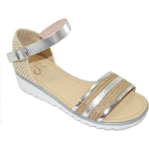 Sandals for girl in leather and raffia brand D'Bebé