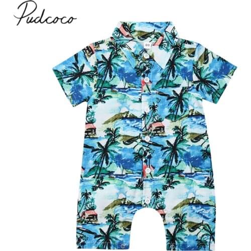 2019 Baby Summer Clothing Infant Baby Boy Romper Hawaii Jumpsuit Short Sleeve Romper Clothes Playsuits Outfit Beachwear 0-24M