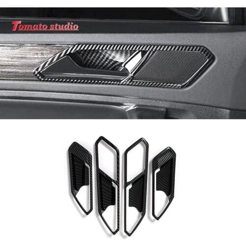 For Seat Tarraco 2018 2019 2020 ABS Carbon fiber Car inner door Bowl protector frame Cover Trim Accessories Styling 4pcs
