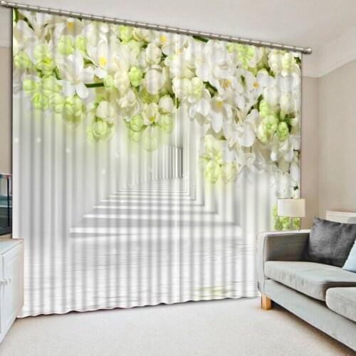 European Expand the space Window Curtain elegant flower 3D Photo Curtain For Living room Bedroom