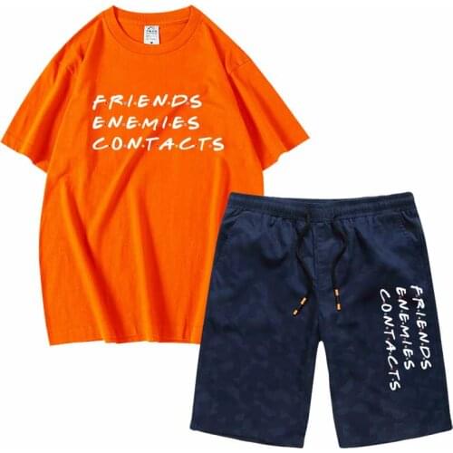 Mens Set friends Tees and Shorts sportswear casual cotton tshirts Short sleeved sets tees wholesale hip hop sport men clothes