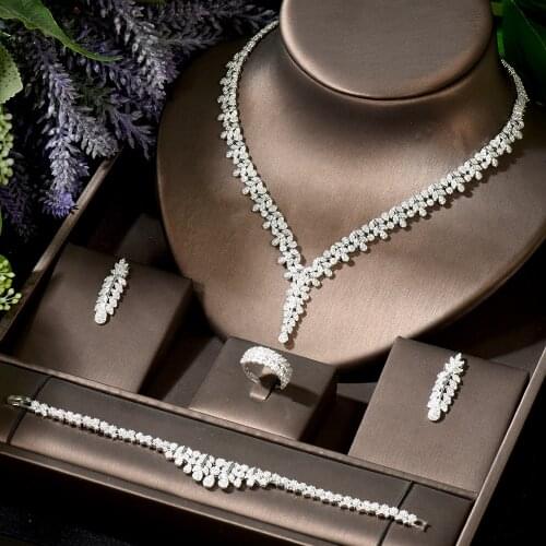 HIBRIDE Hotsale African 4pc Bridal Jewelry Sets New Fashion Dubai Jewelry Set For Women Wedding Party Accessories bijoux N-1831