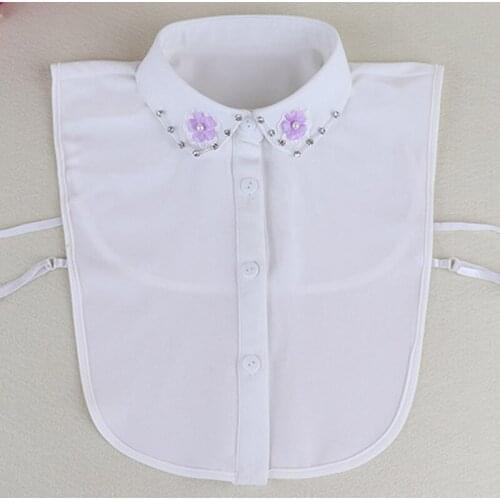 Korean Sweaters decorated collar wild beaded butterfly new Fashion Decorative Delicate purple flowers female false shirt Collar