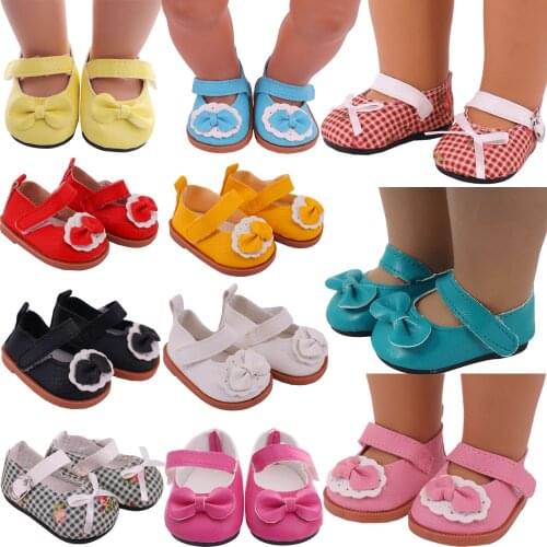 Doll Shoes Kawaii Round Toe Shoes For 18 Inch American Doll & 43 Cm New Born Baby Items,Doll Accessories Christmas Gifts For Kid