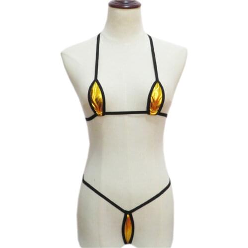 Micro bikini plus size swimwear women swimsuit women biquini bikinis Sexy Patent leather color Edging oval Multiple ways to wear