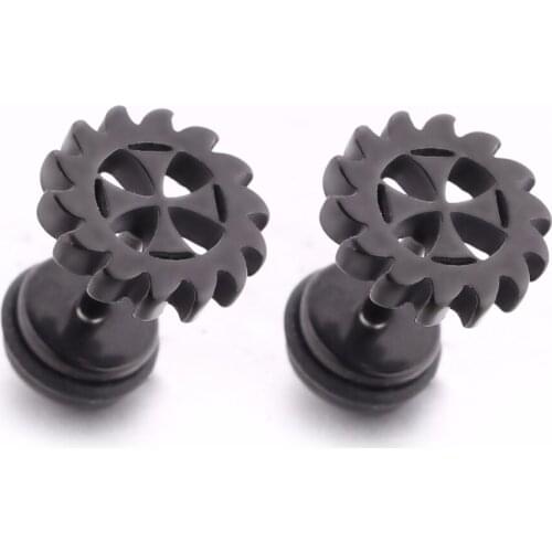 Fashion Black Cross Earring Stud for Men Unisex Particular Male Ear Piercing Jewelry Masculine Accessories 1 Pair