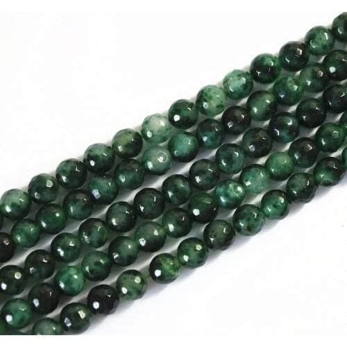 Fashion green white natural stone dyed jades 4mm 6mm 8mm 10mm 12mm chalcedony faceted round loose beads jewelry 15inch B22