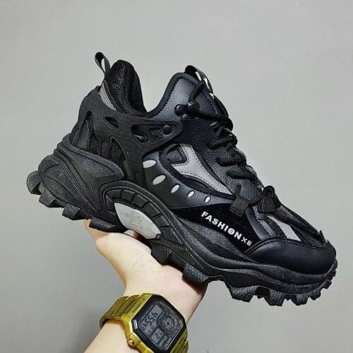 Daddy shoes mens fashion shoes autumn 2021 new thick soled increased Korean version with luminous mens sports shoes tenis fila