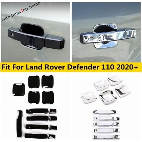 ABS Chrome / Black Car Side Door Handle Bowl Cover Trim Fit For Land Rover Defender 110 2020 2021 Accessories Exterior Refit Kit