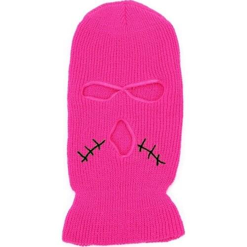 New Balaclava Embroidery Scar Winter Mask Hat Keep Warm Mask Halloween Caps For Hip Hop Motorcycle Bicycle Ski Cycling Beanies