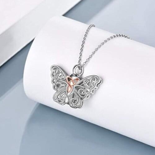 New Type Butterfly Shape Fillabled Ashes Cremation Pendant Keepsake Urn Necklace Memorial Jewelry
