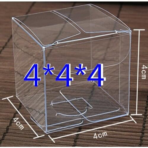 100PCS 4*4*4cm Transparent waterproof Clear PVC boxes Packaging small plastic box storage for food/jewelry/Candy/Gift/cosmetics