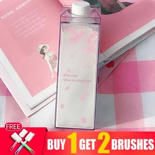 1000ml Transparent Milk Lemon Water Bottle Drinkware Shaker Sports Square Juice Outdoor Climbing Camping Travel 500ml My Bottles