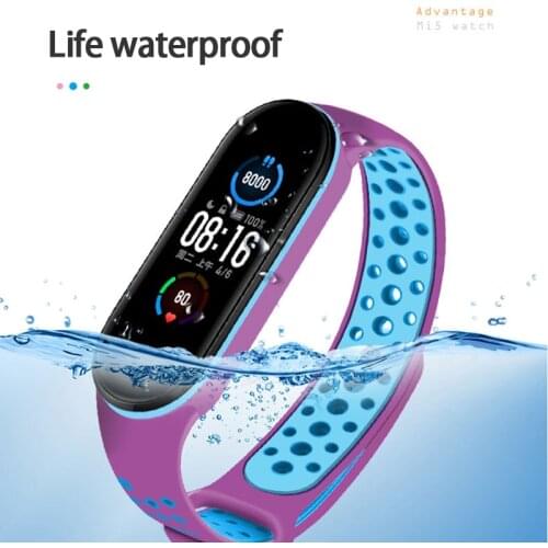 For Xiaomi Mi Band 6 Strap TPU Wristband Bracelet Replacement Watchband Breathable Dual Color Wrist Strap Miband Strap