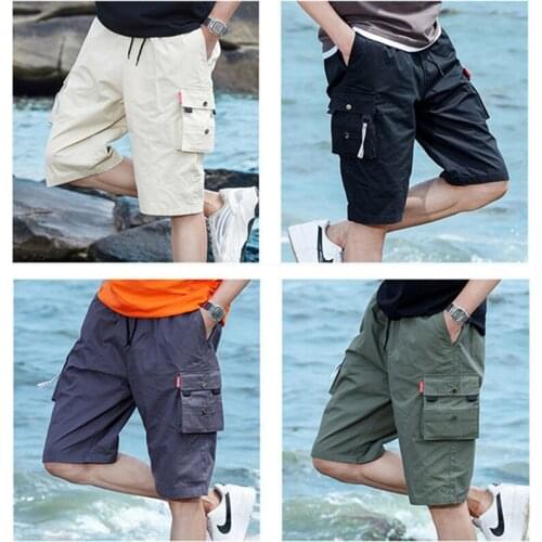 Men Summer Shorts Beach Loose Plus Size 6XL 7XL 8XL Boys Teenagers Cargo Cotton Camouflage Black Casual Fashion Half Trousers