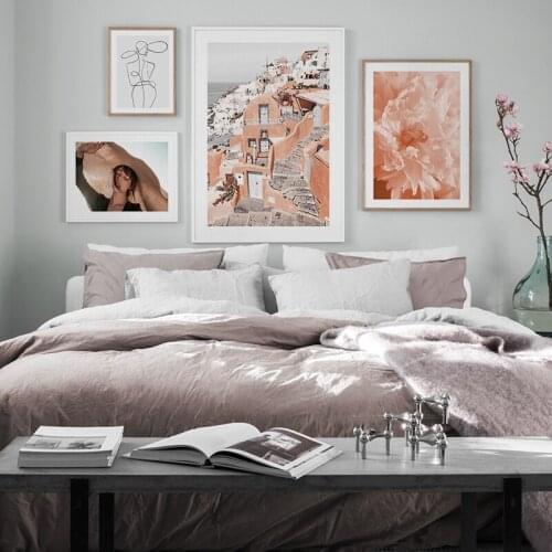 Nordic wall art greek islands aegean sunny natural scenery canvas poster print landscape painting decoration picture modern