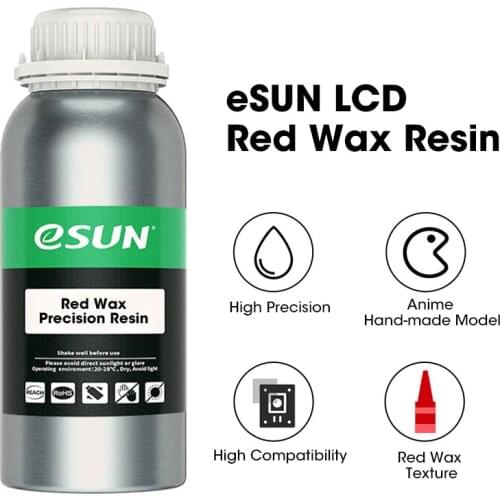ESUN LCD UV 405nm Red Wax Resin High Precision 3D Printer Resin for Photon Curing LCD 3D Printer Photopolymer Liquid Resin 500g