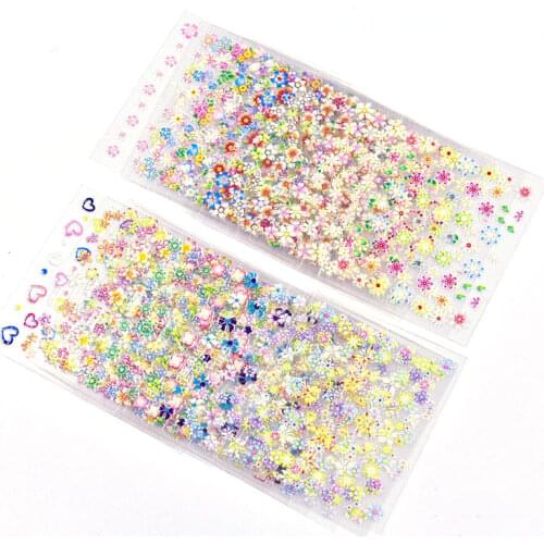 30Pcs YM61-90 New Pink 3d Nail Art Stickers, Colorful Flowers Design Gel Polish Nail Tips Decals,DIY Self-Adesivos Nail Decals