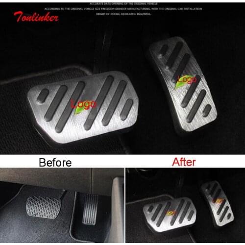 Tonlinker Interior Car Gas/Foot brake Mouldings Cover sticker For Geely Atlas 2016-19 Car Styling 2 PCS Aluminum Covers sticker