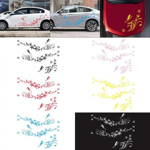 Waterproof 1Pair Car Modifield Decal Vinyl Stickers Natural Flower Vine Dragonfly for Whole Car Body