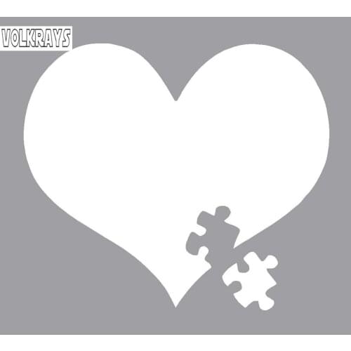 Volkrays Creative Car Sticker Autism Awareness Heart Puzzle Car Window Vinyl Decal Waterproof Accessories,10cm*10cm