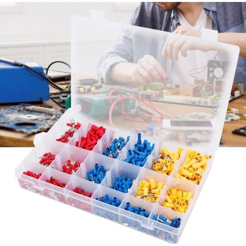 High Quality Wear-Resistance 900pcs/Box Assorted Rubber Insulated Cold-Pressed Wire Terminal Connector Come With Plastic Case