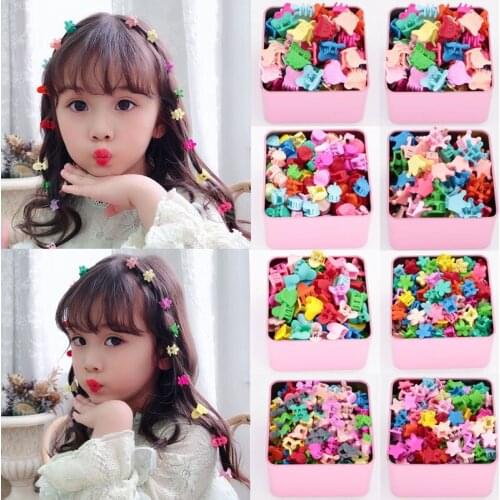 30pcs Cute Colorful Flower Star Small Hair Claws Bangs Clip Headdress Sweet Headband Hair Clips Kids Fashion Hair Accessories