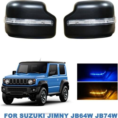 Car Rear View Mirror Cover Side Wing Mirror Cap Shell with Turn Signal Light for Suzuki Jimny Jb64 JB74 2018-2020