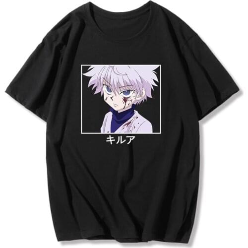 Hunter X Hunter Women T-shirt Killua Harajuku Gothic Japanese Anime Fun Cartoon Print O-neck Casual Streetwear Female T-shirt