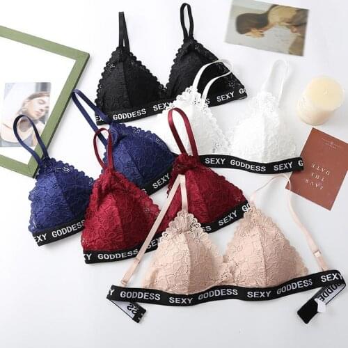 Women Sexy Deep V Lace Bra Bralette Seamless Wireless Thin Underwear Sexy Soft Triangle Cup Push Up Bras For Women