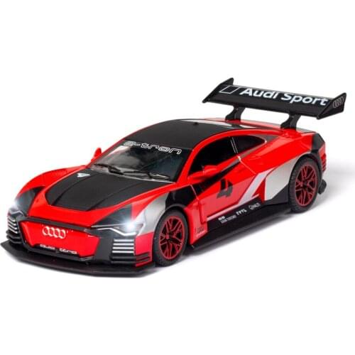 1:32 High Simulation E-TRON Racing Alloy Sports Car Model Car Decoration Ornaments with Sound and Light Car Model for Gifts