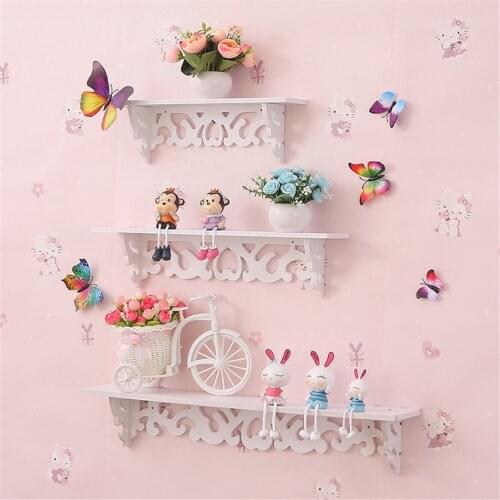 1Set Small +medium+large Size+White Holder Home Decor Wooden Wall Shelf Display Hanging Rack Storage Goods