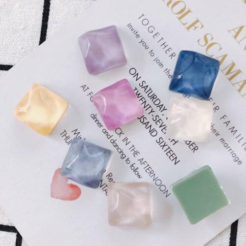 Mini order 10pcs 16*16mm Flatback Ornament Accessories Colorful Resin Cabochons Embellishments Scrapbooking Charms DIY Cameo