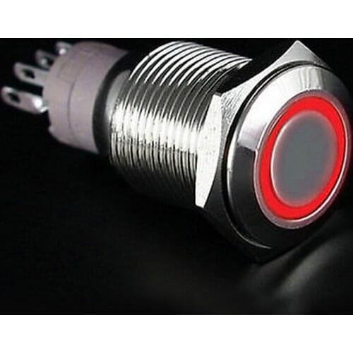 5pcs/Lot 16mm Red 12V Angel Eye LED Latching on/off Push Button Switch Car Boat