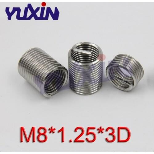 50pcs M8*1.25*3D Wire Thread Insert Stainless Steel 304 Wire Screw Sleeve M8 Screw Bushing Helicoil Wire Thread Repair Inserts