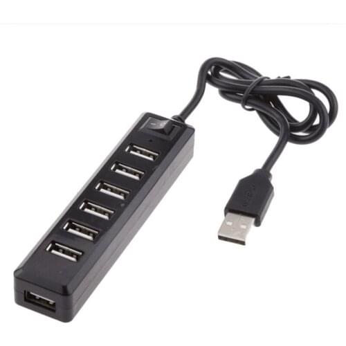7 Ports USB2.0 Adapter Hub Power on/off Switch Indicator Plug & Play High Speed USB Hub Portable for PC Laptop