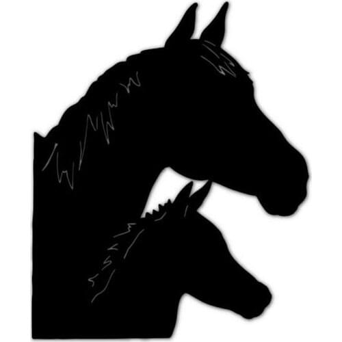 13*16CM HORSE FAMILY Animals Car Styling Car Stickers Motorcycle Decals Black/Silver C2-0216