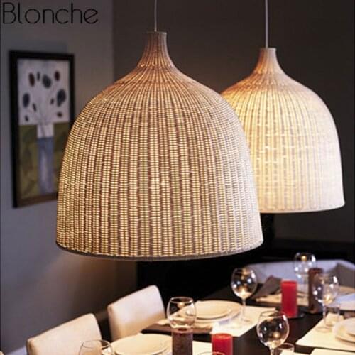 Bamboo Pendant Lights Lamp Chinese Style Hanglamp for Dining Room Kitchen Luminaire Rattan Balcony Home Decor Lighting Fixtures