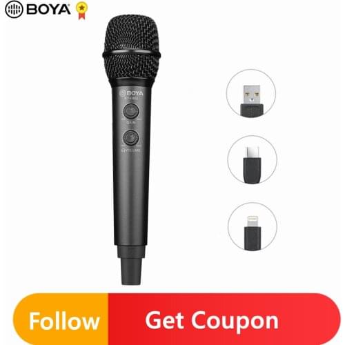 BOYA BY-HM2 Digital Handheld Microphone Gain Control for iPhone Android Type-C Tablet Computer PC USB Digital Condenser Mic