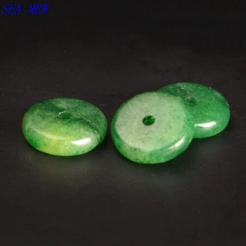 SEA MEW 10 PCS 6mm 8mm 10mm Natural Green Lucky Stone Beads Flat Beads Loose Spacer Beads For Jewelry Making