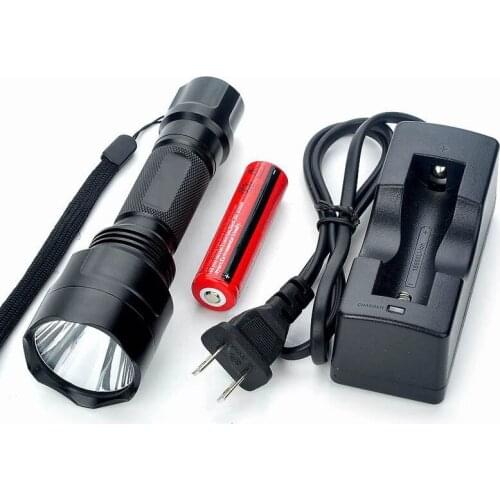 C8 18650 Flashlight set 1000lm T6 5 Mode White Light LED Flashlight Torch w/ 18650 Battery Charger LED Lamp Camping Torchlight