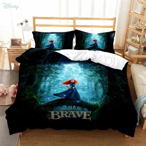 Disney Brave Pattern 3d Bedding Set Cartoon Duvet Cover Set with Pillowcase 2/3pcs Children Kids Twin Full Queen King Bedclothes